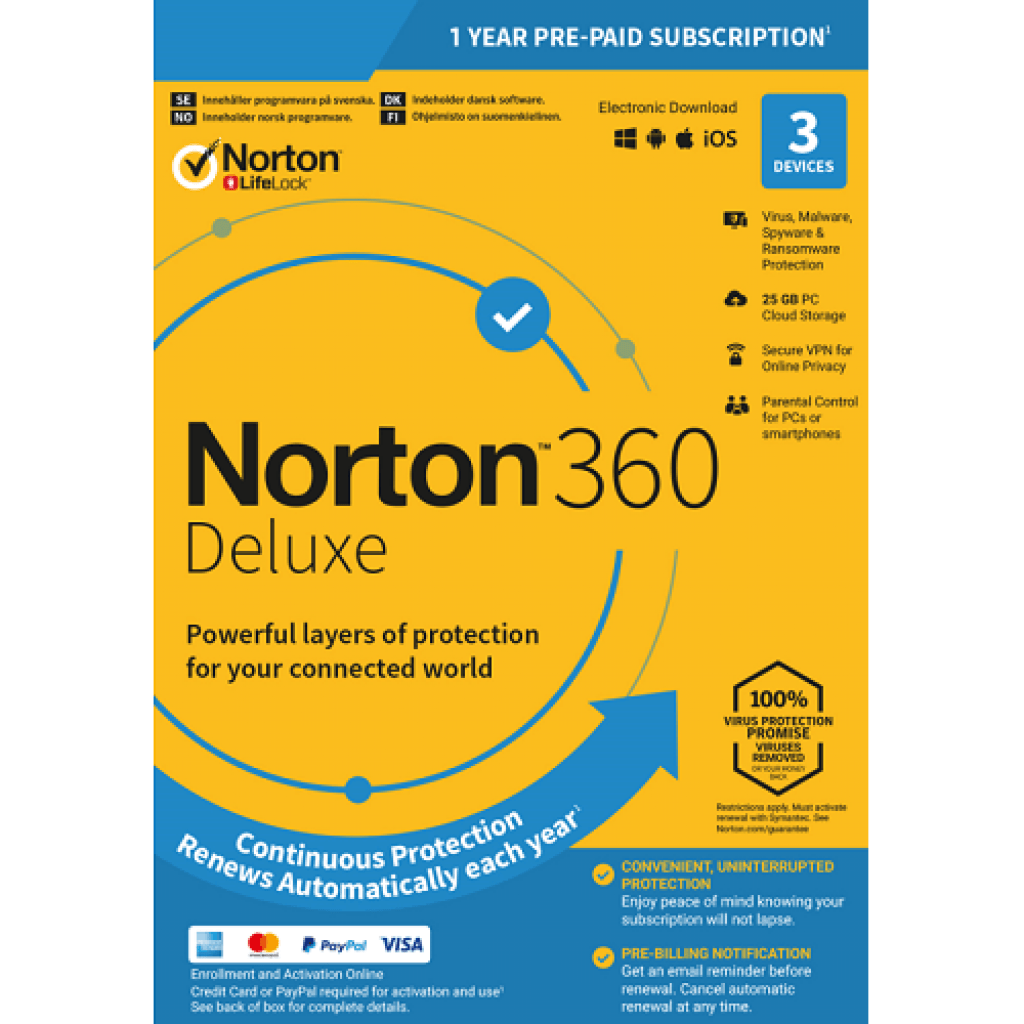 Norton 360 Deluxe - 1 Year / 3 Devices - Europe/UK